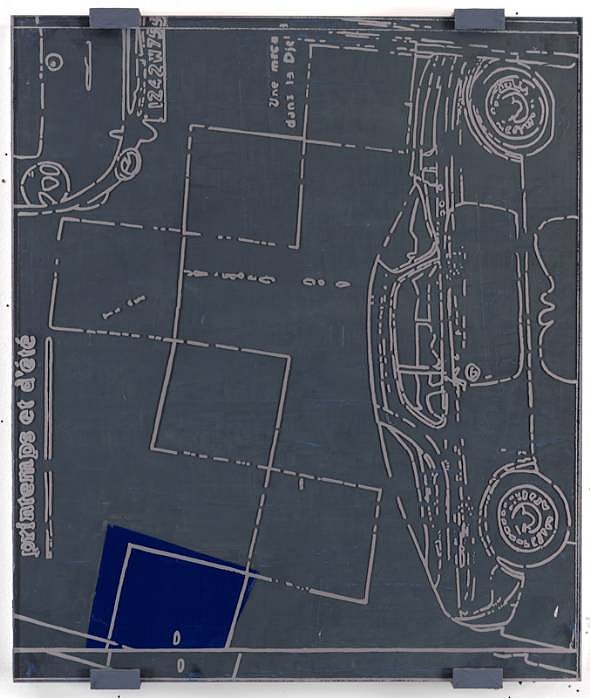 Eugene Brodsky
Car Sideways, 2011
BROD217
oil on panel, silkscreen ink on plastic, 14 x 12 inches