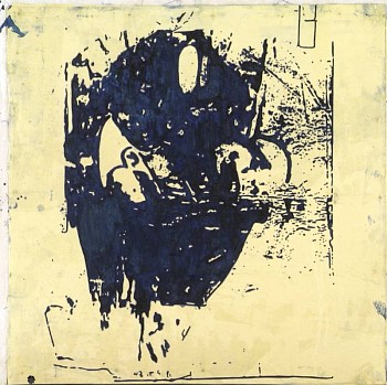 Work: Mask Yellow, 2008 mixed media on silk 20 x 20 inches BROD164