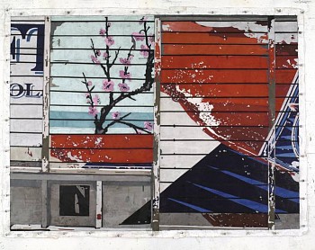 Work:&nbsp;Eugene Brodsky Truck with Blossoms, 2010 ink on silk 35 x 48 inches43.5 x 56 inches framed BROD204