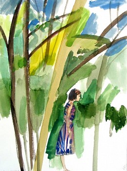 Susan Cianciolo - Trees & Me - Love Life Film, 2001 watercolor 14 x 10 inches CIAN006