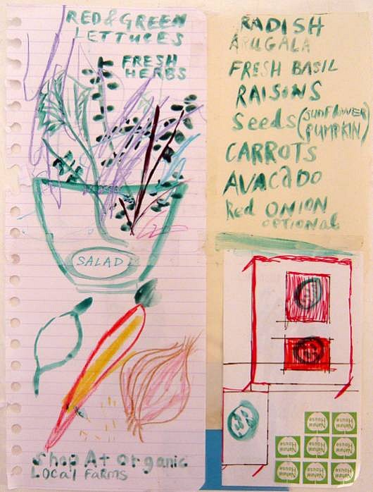 Susan Cianciolo
Cookbook (salad), 2010
CIAN077
mixed media on paper, 11 1/2 x 8 1/2 inches