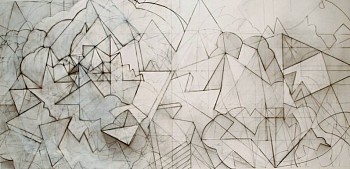 Work: Up in Smoke, 2007 charcoal, graphite, and gouache on paper 38 x 76 inches framed GER006