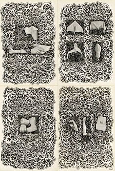 Roz Leibowitz (LA) -&nbsp;The Bleeding Ecstasy, 2009 ink on book pages framed 17 x 11 inches LEIB059