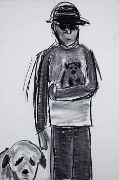 Work: The Out of Towners, 2010 charcoal on paper 60 x 48 inches lyn433