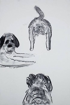 Work: Three is a Crowd, 2010 charcoal on paper 60 x 48 inches lyn437