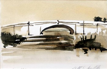 Peter Schroth -&nbsp;White Bridge ink 3 x 4 3/4 inch image SCHR385