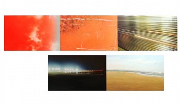 Robert Schmid -&nbsp;Red Sky, 2005 acrylic on paper 33 x 48 inch paper /  
20 x 46 inch image SCHM135b