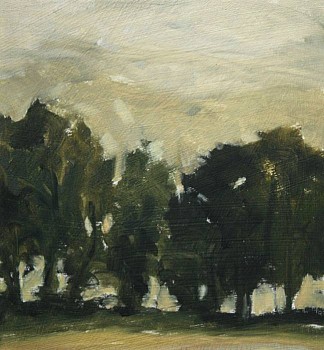 Peter Schroth (LA) -&nbsp;Green Hillside III, 2000 oil on paper 7 x 6 1/2 inch image SCHR653