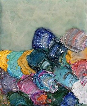 Natasha Zupan -&nbsp;Color Scales #2, 2012 oil and encaustic on canvas 10.5 x 8.5 inches/ 19 x 17 inches framed ZUP012