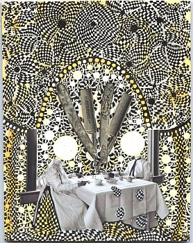 Work: Roz Leibowitz The Midnight Dream, 2009 ink and collage on board 9 x 7 inch paper, 14 1/2 x 12 1/4 inch frame LEIB093