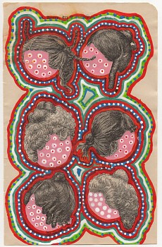 Work: Roz Leibowitz The Braid, 2010 ink and gouache on vintage book page 8 3/4 x 5 1/2 inch paper, 14 x 11 inch frame LEIB096