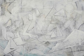 Work: Sea Song (Khora III), 2012-2013 mixed media on handmade watercolor paper 40 x 60 inches/ 46 x 65.5 inches framed GER056