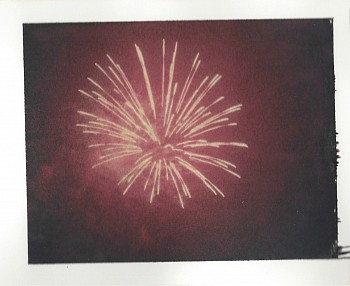 John Huggins (LA) -&nbsp;Fireworks, 2007 polaroid transfer 3 1/2 x 4 1/2 inch image. 13 x 14 inch mat HUGG335