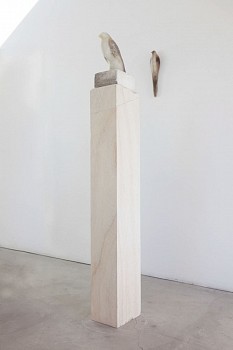 Work: Soft White Bird, 2013 hand blown pigmented glass & limestone 69 x 8 x 10  inches ROSEN260