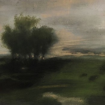 Work:&nbsp;Inland, 2015 oil on panel 16 x 16 inches/17 x 17 inches framed BJE046