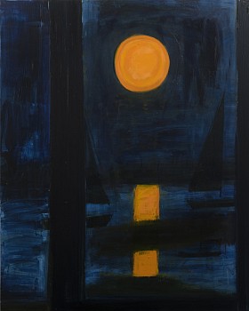 Work:&nbsp;Sailboats and Moon, 2015 oil on canvas 60 x 48 inches lyn634