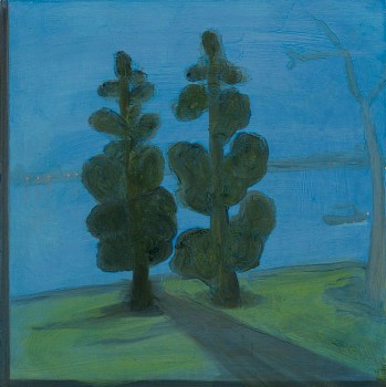 Work:&nbsp;Two Trees, 2016 oil on panel 16 x 16 inches / 17 x 17 inches framed lyn649