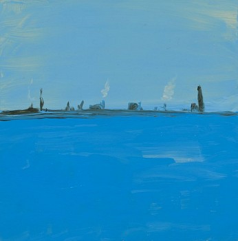 Work:&nbsp;Blue Hudson, 2016 oil on panel 14 x 14 inches / 15 x 15 inches framed lyn652