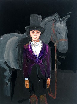 Suzy Spence (LA) -&nbsp;Purple Rider, 2017 acrylic on panel 9 x 12 inches SPENC034