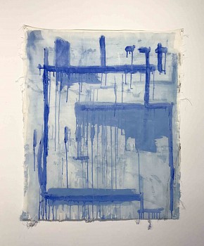 Work:&nbsp;Eugene Brodsky Blue with Drips, 2017 ink on silk 37 x 30 inches BROD346