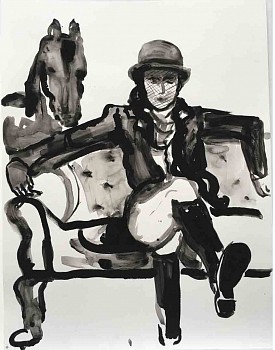 Work:&nbsp;Untitled Rider, 2016 flashe on paper 24 x 18 inches SPENC054