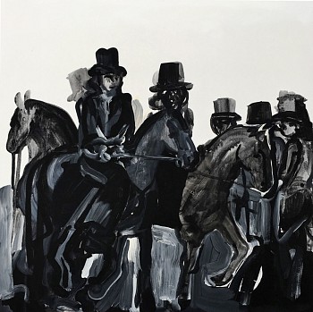 Work:&nbsp;Untitled Riders, 2017 acrylic on paper mounted on panel 16 x 16 inches SPENC062