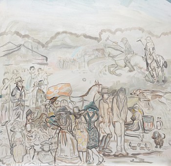 Work:&nbsp;Polo Party People, 2016 acrylic on panel 24 x 24 inches SPENC053