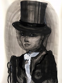 Work:&nbsp;Widow, 2016 flashe on paper 55 x 38 1/2 inches SPENC070