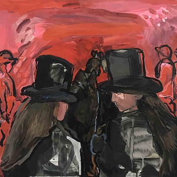 Work:&nbsp;Carriage III, 2017 flashe and acrylic on paper mounted on panel 17 x 17 inches framed SPENC073