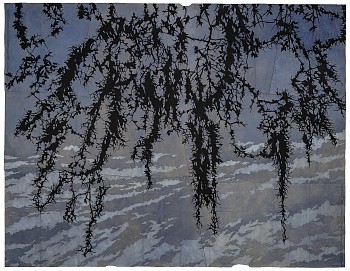 Work: Whippoorwill, 2019 gouache and thread on found paper 47 3/4 x 61 1/2 inches | 52 7/8 x 66 7/8 inches framed CRADD073