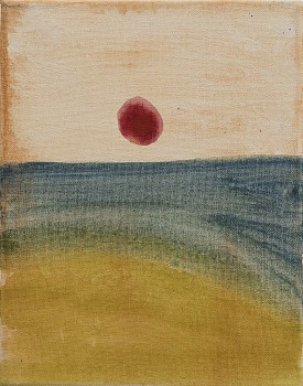 Work:&nbsp;Kathryn Lynch Red Sun, 2019 watercolor and acrylic on canvas 10 x 8 inches lyn830