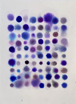 Lourdes Sanchez (LA) - 80 Dots, Mostly Blue-Violet, 2020 ink, watercolor and pencil on paper 28 x 20 1/2 inches SANCH876