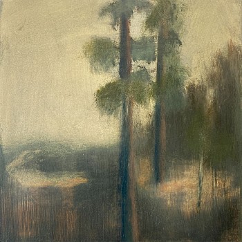 Work:&nbsp;Pine Hill, 2020 oil on paper mounted on wood panel 12 x 12 inches BJE142