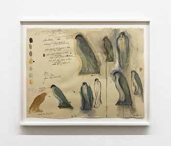 Jane Rosen - Turquoise Bird Study, 2012 Korean watercolor, ink, and gouache 22 x 30 inches ROSEN243