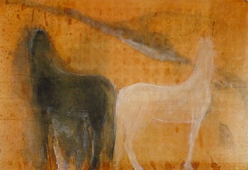 Jane Rosen - Back to Back, 2015 Korean watercolor and beeswax on Japanese paper 20 x 30 inches ROSEN284