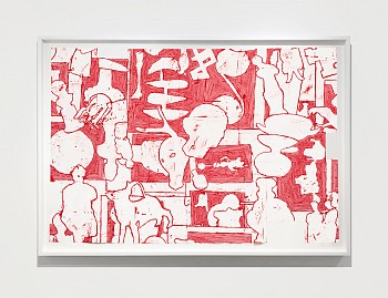 Work:&nbsp;Bo Joseph Disunified Theory: Cryptomnesia, 2021 oil pastel, acrylic and tempera on joined paper 55 7/8 x 81 1/8 inches / 61 1/2 x 87 inches framed JOS328