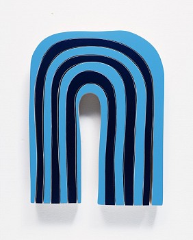 Work: Andrew Zimmerman Two Blues (Two), 2022 Automotive paint on wood 14 1/2 x 11 x 1 3/4 inches ZIM948