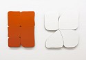 Andrew Zimmerman, Installation, Alexander Orange and Arctic White
Automotive paint on wood