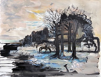 Work:&nbsp;Fading Landscape (Reclining Man), 2021 flashe and acrylic on paper 38.25 x 49.75 inches SPENC326