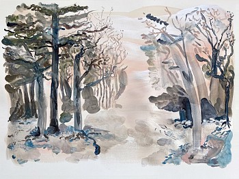 Work:&nbsp;Fading Landscape (Pink), 2021 flashe and acrylic on paper 22 x 30 inches SPENC327