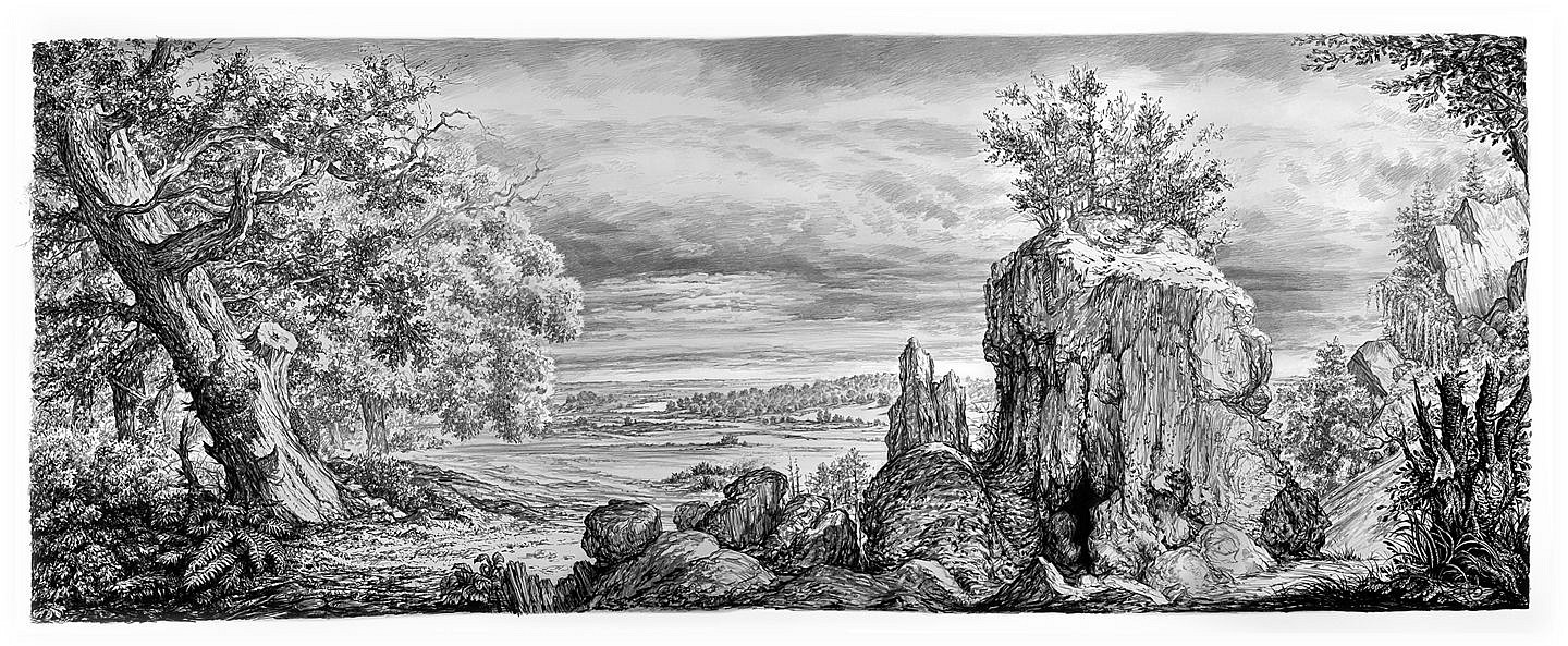 Rick Shaefer
Untitled, Landscape with Cave, 2022
shaef089
black pencil on Canson, 38 x 92 inches