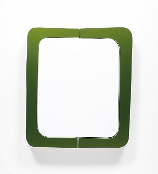 Work: Andrew Zimmerman White Center, 2022 Automotive paint on wood 16 1/2 x 14 1/2 x 2 1/2 inches ZIM954