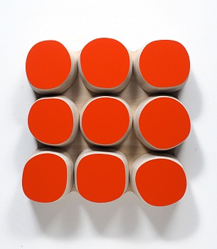 Andrew Zimmerman (LA) -&nbsp;Orange Peel Two, 2022 Automotive paint on wood 15 1/2 x 15 1/2 x 3 1/2 inches ZIM953
