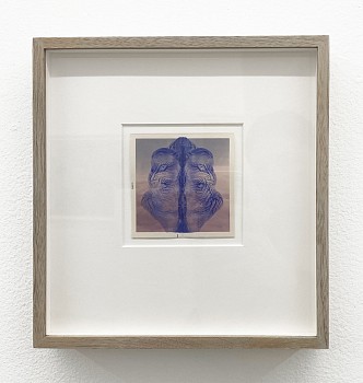 Work: Arial View to Jamaica vintage photograph and nail polish 3 1/2 x 3 1/2 inches image / 10 x 9 1/2 inches framed Stein343