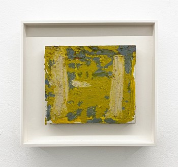 Work: Sean Noonan Seto Sea, 2020 oil on found wood, lacquered oak frame 10 3/4 x 11 3/4 inches framed noon002