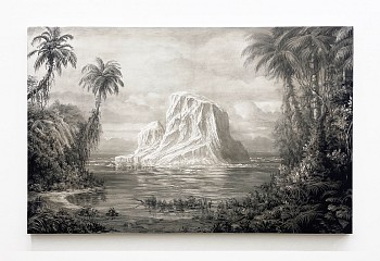 Work:&nbsp;Rick Shaefer (LA) Iceberg in Lagoon, 2022 charcoal on wood panel 45 x 70 inches shaef096
