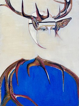 Andrea Hornick (LA) - Stag Backs Cecilia Gallerani with Duke's Ermine and Nascent Child, 2023 chalk pastel and graphite on paper 18 x 24 inches HORN018