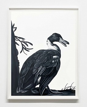 Work: By the Shore (after Hondecoeter), 2023 oil on paper 30 x 22 inches / 33 1/4 x 26 inches framed REE249