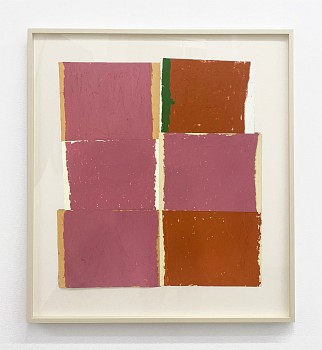 Work: Sean Noonan Twin Columns, Pink and Green, 2023 oil on paper 24 1/2 x 22 inches / 32 x 28 3/4 inches framed noon038