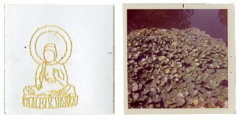 Randi Malkin Steinberger (LA) -&nbsp;Buddah vintage photograph and thread 10 x 13 1/4 inches framed Stein365